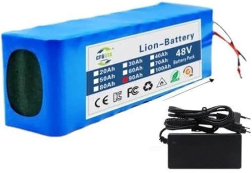 48V 100Ah 13S3P Batería De Iones De Litio para Bicicleta Eléctrica,con Cargador Y Placa De Protección BMS,para Bicicletas Eléctricas Plegables De 200W A 1500W(XT60+T)