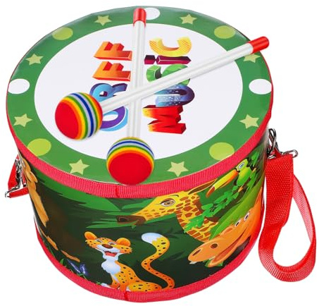 Toyvian Trommel mit Drumsticks Tragbares Musikinstrument mit Tragegurt Pädagogisches für Jungen und Mädchen Ab Jahren Doppelseitiges Cartoon Design Fördert Musikalisches Verständnis