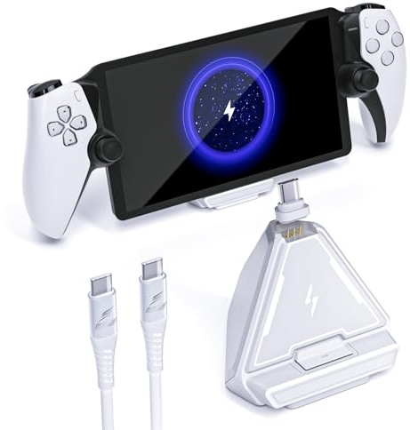 OSTROGEAR Station de Chargement pour PS Portal Remote Player, Blanc | Chargeur Compact, Support de Charge Rapide, Socle Portable Accessoire pour PS Portal Console, avec Câble Type C