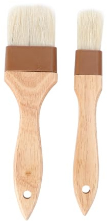 Generico Pennello da Cucina Set 2 Pezzi in Legno Resistente Setole Naturali per Barbecue Pasticceria e Utensili da Forno Adatto per Grigliate e Picnic Manico Antiscivolo e Resistente al