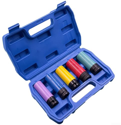 Springwillfly For IMPACT Tire Socket Set 1 2 Inch Drive With Sizes M15 M17 M19 M21 M22 Featuring Chrome Vanadium Steel And Nylon Pads To Vehicle Wheels(5-piece Set)