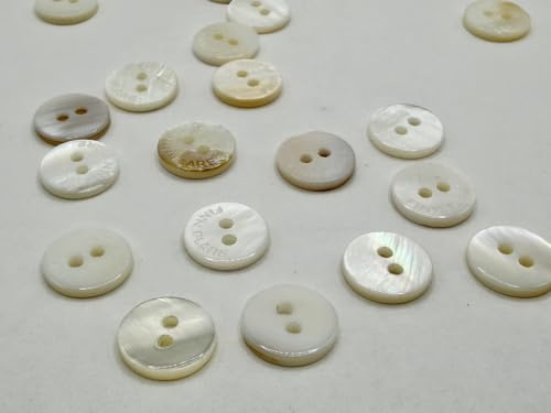 35Pcs 11mm Mother of Pearl Buttons White Cream, 2 Holes MOP Natural Pearl Shell Buttons for Knitting, Sewing Clothes Shirt,Button Painting,Dolls Making Cardmaking, DIY Craft Decoration (11mmWhite)