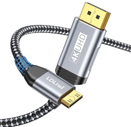 LDLrui DisplayPort to Mini HDMI Cable 4K@60Hz Unidirectional DP-Mini, 0.45m | Supports 2K@120Hz & 1080P@240Hz for Desktop, Laptop, Portable Monitor,AMD, NVIDIA, ARZOPA, Projector,Mini PC