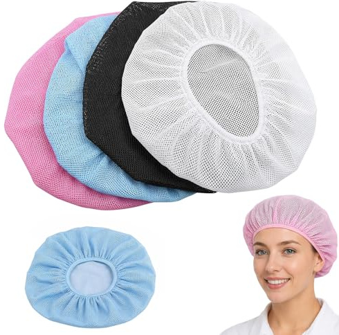 Dooaqiin 4 PCS Hair Nets for Sleeping In, hair bonnet for sleeping, Hair Bonnets for Women Sleeping, Sleep Caps for Women, Colorful Elastic Hair Drying Bonnet, Soft Breathable Night Cap