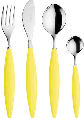 PINTINOX-SERVIZIO DI POSATE 24 PEZZI GIALLO, MODELLO ELIC