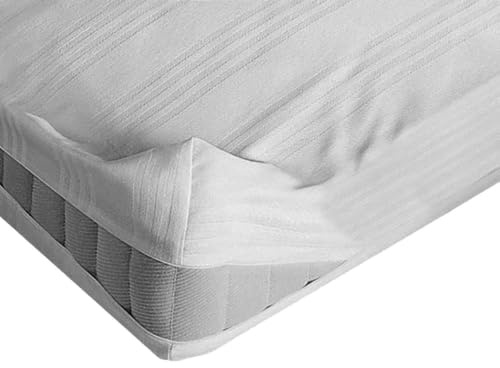 Corredocasa Coprimaterasso 2 Piazze, Matrimoniale Puro Cotone Extra Damasco con Cerniera Zip Fasciato Bianco Anallergico Morbido Traspirante Facile da Lavare per Hotel B&B Casa 175 x 195 + 22 cm