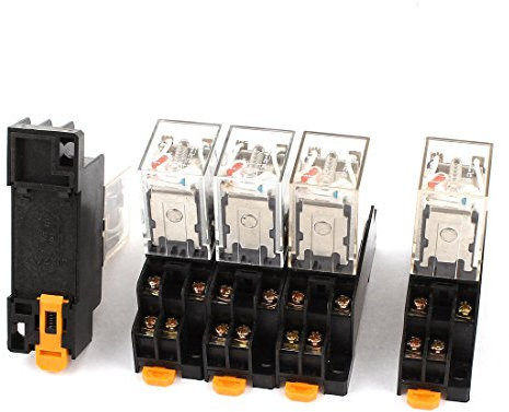 Sourcingmap - 5pezzi ac 220v-240v dpdt led rosso relè elettromagnetico w base dello zoccolo