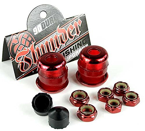 Thunder Ersatz-Bauset für Skateboard, 90 A-Lenkgummis/Unterlegscheiben/Achse und Muttern für Achsschenkelbolzen/Pivot Cups (Gegenlager), rot