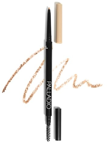 Palladio Beauty Brow Definer Pencil, Taupe, Ultra Precise Twist-Up Eye Brow with Long-Staying Power, Spooley Brush Blends Color for Natural Finish, No Eyebrow Pencil Sharpener Required