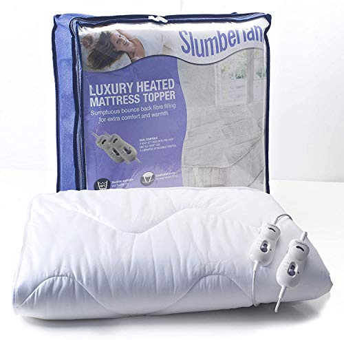 Slumberland Full Bed Size Heated Electric Mattress Topper, 9 Temperature Settings, all Night Use, Pre Heat Settings, Easy Fit, 4 Elasticated Corner Straps, Dual Controls, Double 190 x 137 cm