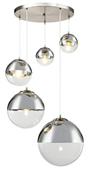 Design Decken Pendel Leuchte Glas Kugel Strahler chrom Wohn Zimmer Hänge Lampe klar Globo 15851-5