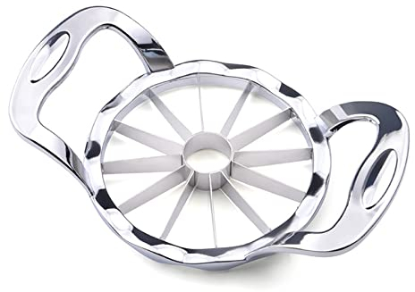 SAVORLIVING Cortador de manzanas, 12 cuchillas afiladas de acero inoxidable, Partidor de manzana, divisor para manzanas de hasta 4 pulgadas (Plata)