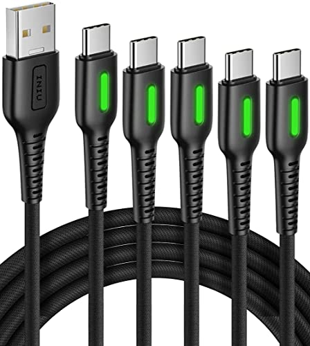 INIU USB C Charger Cable, [5Pack, 3.1A] USB to USB C Cable, Type C Charger Cable Fast Charging QC 3.0 for iPhone 15 Pro Max Plus Samsung Galaxy S21 S20 S10 A12 A40, Huawei P30 P40, Xiaomi, PS5., etc