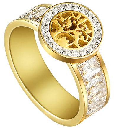 Flongo damring kvinnor ring BFF ringar blogger knuckle knoppar stapla livets träd av liv bröllop förlovningsringar guld silver, Rostfritt stål