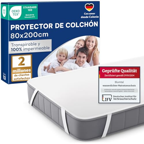 Blumtal Matratzenschoner 80x200cm - wasserdichte Matratzenauflage 80x200cm aus 80% Baumwolle - Oeko-TEX zert. Inkontinenzunterlage waschbar bis 95 °C - knisterfreier Bett Topper wasserdicht