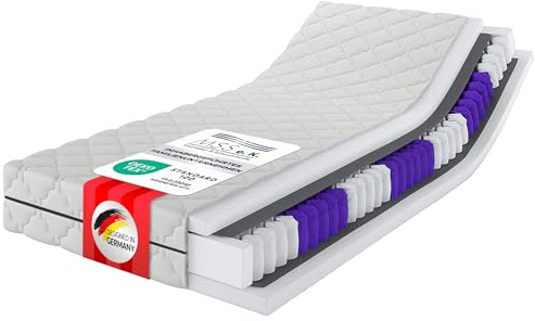MSS e.K. Tonnentaschenfederkernmatratze Medic Plus | 180x200 cm | Härtegrad H4 | ergonomische 7 Zonen Matratze | Höhe ca. 21 cm| Oeko-Tex Zertifiziert | Made in Germany
