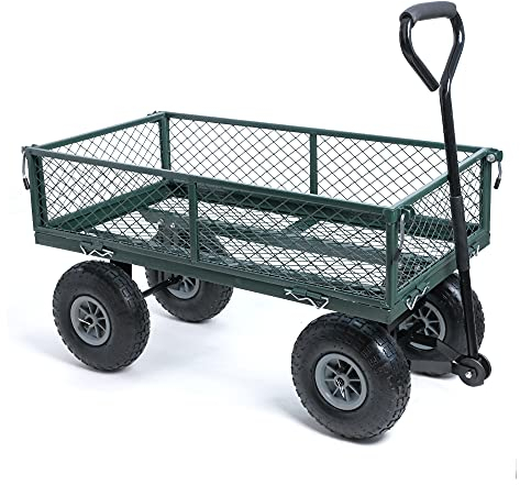 wuuhoo® I Carretto Elton con sponde smontabili I Carrello da giardino con pneumatici I Carrello a rete in acciaio, verniciato a polvere I Carretto e carrello da trasporto fino a 350 kg