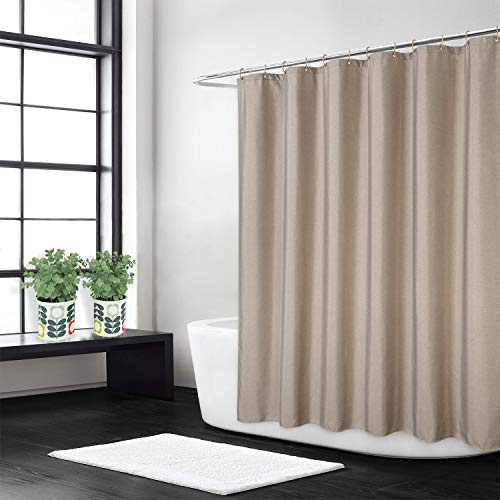 LinTimes Hotel Luxus Flachs Leinen wie 240GSM Schwerer,breiter Stoff Duschvorhang für Badezimmer mit Haken,Taupe,240x200 cm