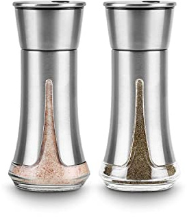 Salt and Pepper Shakers by Aelga - Salt Shaker with Adjustable Pour Holes for Himalayan, Kosher