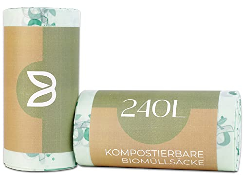 Sacchetti per rifiuti organici da 240 l per il bidone dei rifiuti organici - Made in Germany - 100% compostabili e biodegradabili - Disponibili anche in 120L