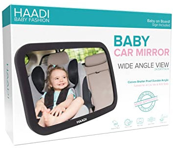 Baby Car Mirror Rear View - 360 ° Adjustable, Extra Wide Crystal Clear & Shatterproof Back Seat Baby Essentials to See Rear Facing Infants, Babies, Kids, Child & New born (Pack of 1)