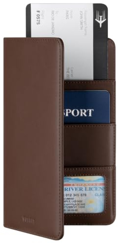 VULKIT Passhållare Reseplånbok, Läder Passhållarfodral RFID-blockerande Resedokumentarrangör för Kvinnor Män
