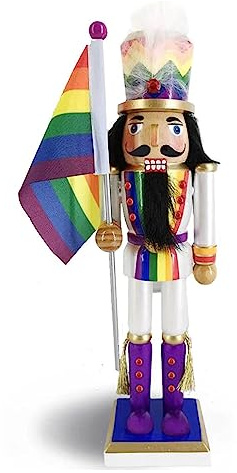 Nutcracker Ballet Gifts Soldat Casse-Noisette aux couleurs de l'arc-en-ciel - Montrez votre fierté pendant les vacances de Noël et toute l'année - Taille L 30,5 cm