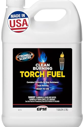 Citronella Torch Fuel Bug Resistant Long Lasting for Outdoor Torch Use, Clean Burning Citronella Scented 1 Gallon (128 OZ), Outdoor Patio & Garden Use