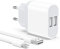 Chargeur for iPhone, Prise USB avec Cable 2M pour iPhone 8 7 6 6S Plus XR X XS 11 12 13 14 Pro Max Mini SE 5 5S, Pad, 2-Pack 5V 2.1A Double USB Charger Adaptateur Secteur Mural Alimentation Nisiyama