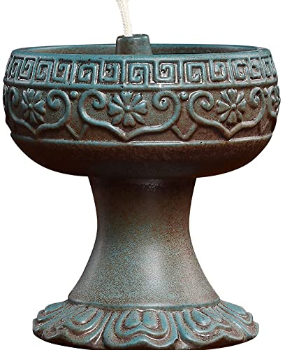 EPASHA Öllampen, Kerosin-Öllampe, helles Cyan, Retro-Kerosinlampe, Keramik, Klassische Öllampe mit Docht, Verstellbarer Schalter, Öllaterne, Notfall-Flammenlaterne, 3,93 Zoll hoch, 3,54 Zoll Breite T