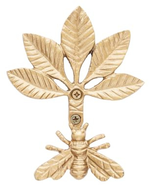 IndianShelf Perchero de pared decorativo con diseño de abeja para niños, latón dorado, decoración de pared
