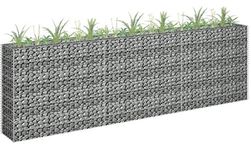 IKAYAA Gabbioni Metallici per Pietre Gabbioni per Sassi da Giardino Gabbione per Fioriera Gabbia Rete per Aiuola Rialzato in Acciaio Zincato-270 x 30 x 90 cm