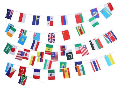 Warmhm Länderflaggen Bunte Wimpelkette Mit Nationalflaggen Für Partydeko Und Internationale Feierlichkeiten Leicht Aufzuhängen An Veranda Fenster Oder Decken