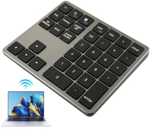Teclado inalámbrico pequeño – Teclado numérico inalámbrico | Teclado mecánico Compacto con 35 Teclas, Uso silencioso del Teclado portátil Compacto para PC, Escritura eficiente, 4,5x2,2x1,5cm
