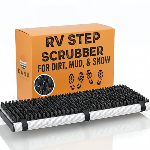 KANU GOODS TrailScrubber RV Step Covers for RV Steps & Trailer Stairs | Bristle Boot Brush Scrubber Cleans Dirt, Mud & Snow from Shoes | Non-Slip Boot Cleaner for Camper Step Covers