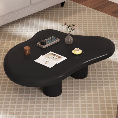 Guyii Table Basse Nuage Noire 90 cm, Table Basse de Salon Moderne à Forme irrégulière, Table d’appoint Design avec 4 Pieds cylindriques, pour Salon, Chambre et Petits espaces