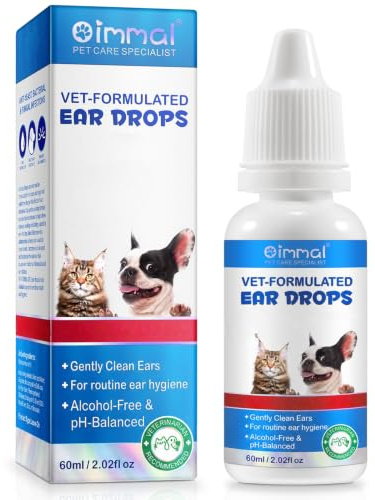 Limpiador de Oidos para Perros y Gatos, Higiene para Orejas, para Aliviar el Picor, Calmar la Inflamación, Eliminar el Cerumen y el Olor, 60 ml