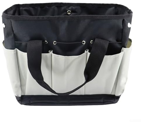 Gartengeräte-Tasche, mehrere Taschen, Garten-Aufbewahrungstasche, großes Fassungsvermögen, Gartenwerkzeug-Set für Outdoor-Frauen, Garten-Handwerkzeuge (nur die Tasche) (schwarz und grau)