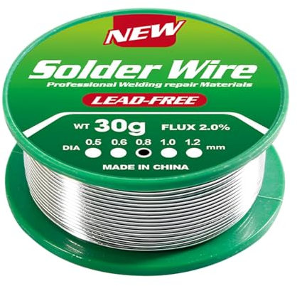 Lötzinn 0,8mm 30g, Lötzinn Bleifrei mit Kolophonium kern, bleifreier löt draht elektronik, Sn99.3 Cu0.7, zum Elektrolöten und Heimwerken