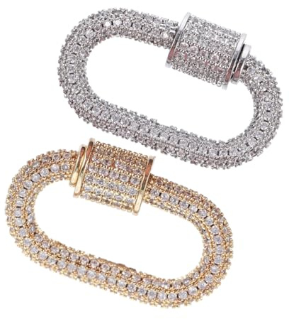 FRCOLOR 2pcs Jewelry Screw Lock Necklace Link Connector Oval Pendant Accessories Bracelet Connector Screw Clasp for Diy Jewelry Making in Gold and Silver