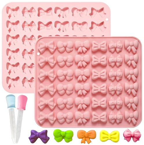 XFSRG Lot de 2 Moules à Chocolat en Forme Nœud Rose Mini moule en silicone Epoxy à Pâtisserie pour Décoration Gâteaux et Bougie