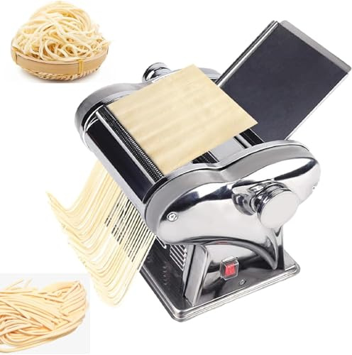 Vexorium Máquina de Pasta eléctrica de Acero Inoxidable con 2 Cuchillas, 9 grosores para Espaguetis y ravioles,1 Knife
