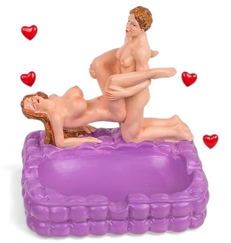 MIJOMA Erotik Aschenbecher aus Polyresin – witziges Deko-Accessoire für Erwachsene – 10,5 x 9,5 x 10 cm – ideal für Partykeller, Junggesellenabschiede & Raucherbereiche (Violett)