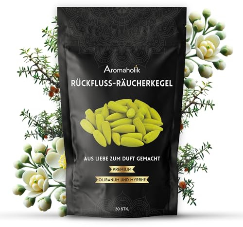Premium Rückfluss Räucherkegel Wasserfall, Natürlich aromatische Räucherkegel mit Olibanum und Myrrhe Duft, 30 Stück, Frische Räucherkerzen für Stressabbau und Meditation, Backflow Incense, Aromaholik