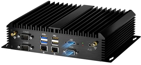 Kinupute Industrial Mini PC, Fanless Desktop Computer Core i7-8550U 1.8-4.0GHz, Win-11 Pro, 16G DDR4 RAM, 512G SSD, VGA/HDMI 4K@60Hz, 2x2.5G LAN Ports, 6xCOM RS232, 4G Module Slot, WiFi6/BT5.2