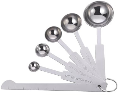 Homiladi 6Pcs Measuring Spoons | Stainless Steel Teaspoon for Baking, Cooking,Kitchen | Silver Tablespoon Measuring Spoon for Measure Liquid and Dry Ingredients