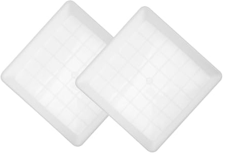 SUPVOX Bandeja para Macetas Cuadrada 35 Cm Blanco 2 Piezas para Balcón Exterior Base De Plástico Grueso Recogida De Agua para Suculentas y Plantas