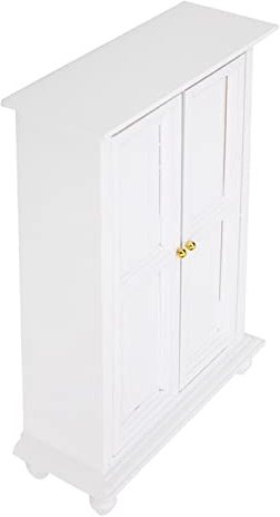 ZJchao Puppenschrank, Puppenkleiderschrank Dollhouse Garderobe Miniatur Weiße Holzgarderobe Mini -Schrank für Puppenhausmöbel Accessoire