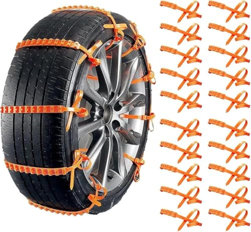 Chaînes à neige Réutilisables pour voiture, lot de 20 ensembles de chaînes pour pneus, chaînes à neige pour voiture, colliers de serrage antidérapants, pneus d'hiver anti-gel, chaînes à neige pour
