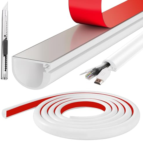 Goulotte Electrique De Câble Autocollante En Silicone Flexible De 4 M | Goulotte Passe Câble Mural Pour Cacher Les Fils – Idéal Pour La Maison Ou Le Bureau Couleur Blanc